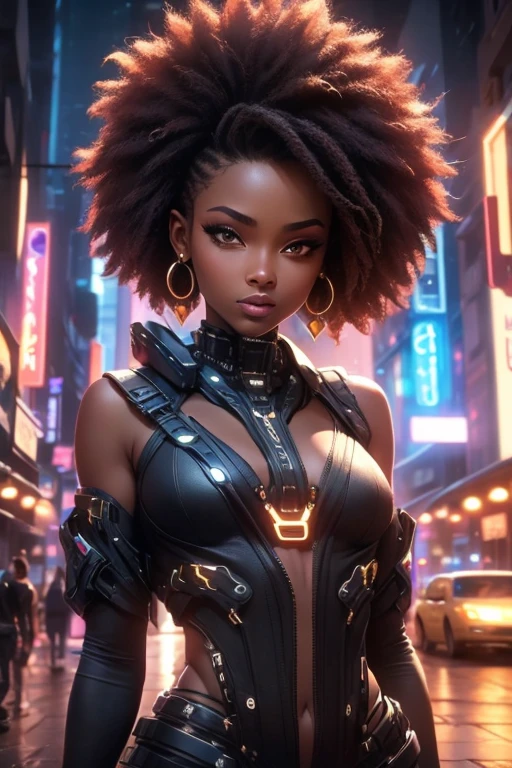 1African girl, small breasts, beautiful breasts, breasts down)), sharp focus:1.2, Stormi Maia, portrait, attractive woman, (pretty face:1.1), detailed eyes, delicious lips, eyeliner:1.2, afro luxurious hair:1.3 , perfect round breasts:1.0, Cyberpunk, A sidewalk in a cyber city: 1.2. night lighting: 1.2), depth of field, 4k, HDR, small breasts, beautiful breasts, breasts down