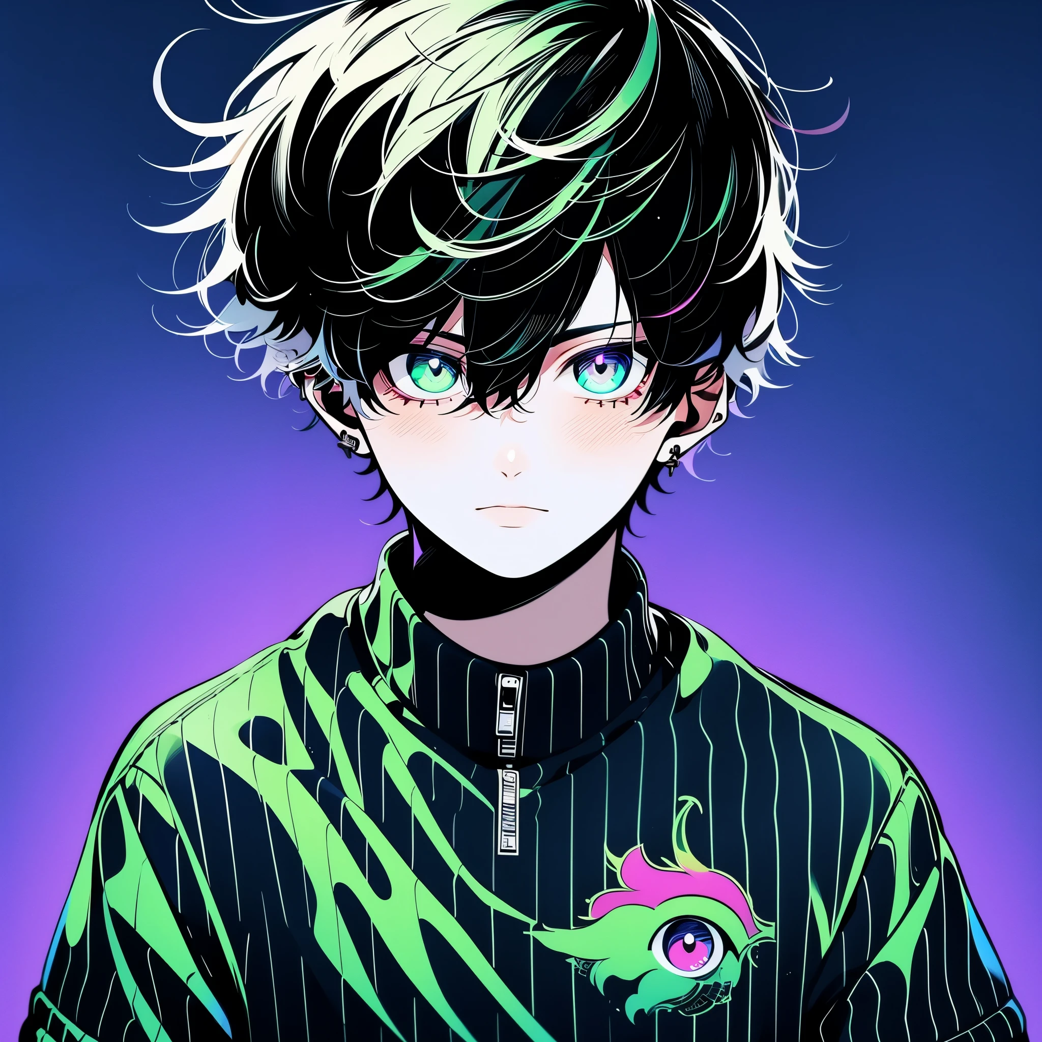 (1boy,masculino,Short hair,(alone)),soccer uniform , heterochromia , one eye green , one eye purple