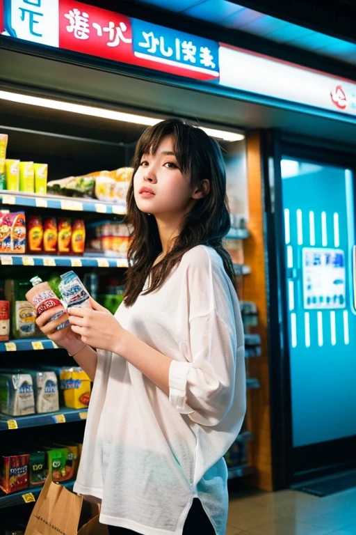 ((highest quality)), ((masterpiece)), (be familiar with),midnight convenience store