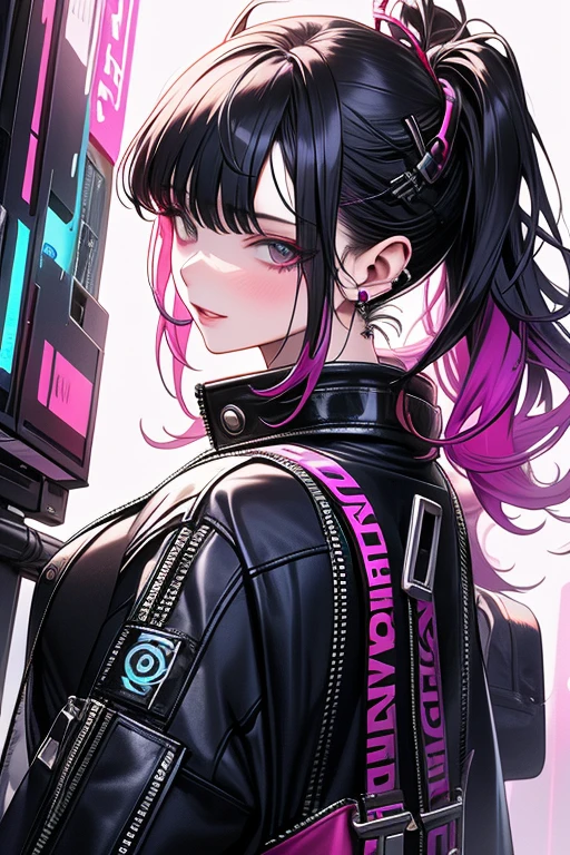 Cyberpunk City　beautiful girl　Cyber world　metallic　gun　sexy