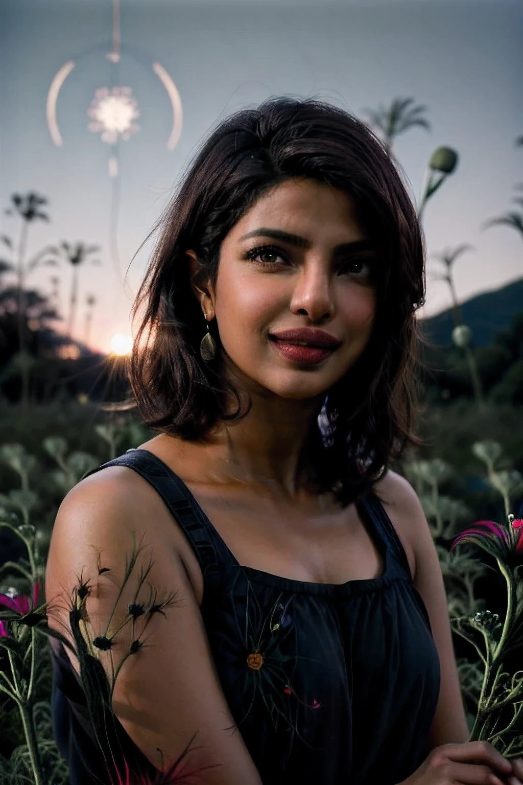 Priyanka Chopra, cat eye makeup, dark eyeshadow, cowboy shot, hibiscus flowers, floating, (timeless:1.1), (nature:1.25), (cosmos:1.5), borealis, black theme, short wavy hair, (grinning), full smiling,
BREAK
I had hoped you'd leave a note for me, cowboy shot
BREAK
masterpiece, realistic, high contrast, 8k, HD, high definition, detailed, realistic, detailed skin texture, detailed eye, bright eyes, detailed nose, detailed lips, hyper detailed, realistic skin texture, armature, best quality, ultra high res, high resolution, raw photo, full sharp, rich colors, hyper realistic, lifelike texture, dramatic lighting, unrealengine, cinestill 800, hassleblad photography, dark theme, analog style, dramatic lighting,
