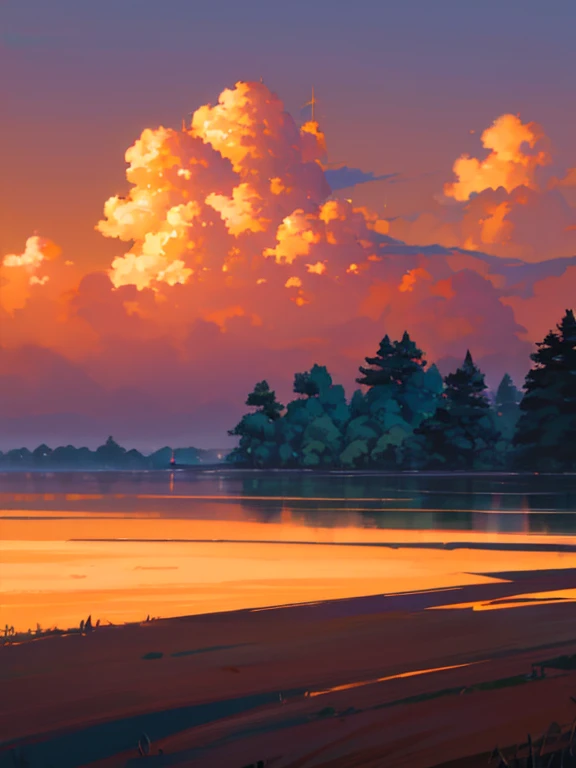 best quality,ultra-detailed,realistic,orange sunset sky,painting,lush green landscape,silhouette of a lone tree,serene atmosphere,soft golden light,ethereal clouds,peaceful and calm,tranquil setting,gorgeous color palette,subtle gradient,harmony and balance,natural beauty,awe-inspiring,impressive depth,mesmerizing,immersive experience,high resolution,meticulous details,impressionistic style,impression of tranquility,serene and dreamy,dreamlike atmosphere,sublime nature scene,vivid and vibrant colors