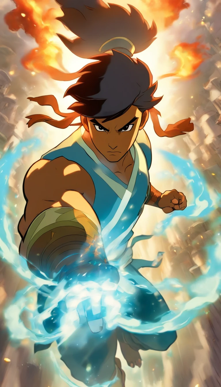 **Tairytu**, the new Avatar after Korra, es una figura misteriosa y poderosa que emerge en un mundo en constante cambio. Although his story has not yet been fully revealed, here's what we know:
1. **Origin and Incarnation**:
- Tairytu was born in a time of transition, when technology and spirituality intertwine. His birth was a cosmic event, marked by the convergence of elements and spiritual energy.
- Al igual que los Avatares anteriores, Tairytu is the incarnation of Raava, the spirit of light and balance. Your duty is to maintain harmony between nations and the elements.
2. **Habilidades Elementales**:
- Tairytu domina los cuatro elementos: Agua, Tierra, Fuego y Aire. Sin embargo, His most notable affinity is with Blue Fire, una forma avanzada y letal del control del fuego.
- His blue fire sword is an extension of his power. Forged with spiritual energy, can cut through any material and defy the laws of physics.
3. **La Espada de Fuego Azul**:
- La espada de Tairytu emite un resplandor azul intenso, fueled by your connection to the spiritual world. Can cut through steel, rock and energy itself.
- When Tairytu wields his sword, se convierte en un torbellino de fuego y luz, capaz de enfrentarse a cualquier amenaza.
4. **Mission and Challenges**:
- Tairytu not only fights physical enemies, but also against the forces that threaten spiritual balance. Your search is transcendental: restore the connection between humans and spirits.
- En su viaje, Tairytu se encuentra con aliados y enemigos inesperados. Some seek your guidance, while others wish for its destruction.
5. **El Legado de Korra**:
- Korra, la Avatar anterior, left a world in flux. Tairytu inherits its legacy and faces unique challenges.
- Aunque Korra fue una maestra de los elementos, Tairytu lleva su dominio al siguiente nivel, fusionando la espiritual