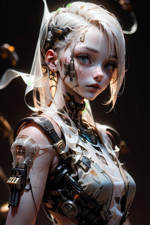 (BioPunk Girl:1.4), mullet hairstyle, (Translucent pale skin:1.4), No humans, Beautiful eyes with fine symmetry, (Intricate details:1.4), (Highly detailed face and eyes:1.2), No makeup, (dark circles:1.1), midnight aura, ((Chaotic)), posing for a photo, (Delicate images), (Raw photo: 1.2), (Photorealistic: 1.6), (Highly detailed), (high resolution), (Best quality), (masterpiece)
