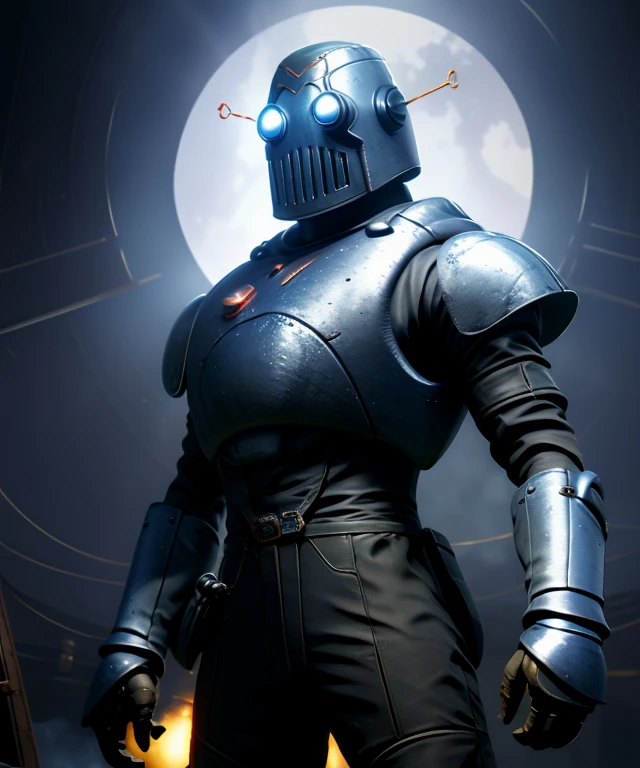 Mechanist,rote Antennen,Science-Fiction, glowing eyes, 
schwarzer Overall,armor,Helm,Stulpen,glittering,
Stehen,
verlassenes Labor,dynamischer Winkel,Scheinwerfer,
(wahnsinnig detailliert, Meisterwerk, Best quality),god pose