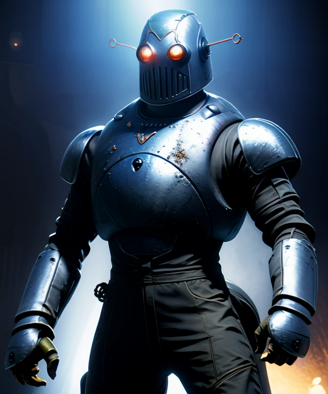 Mechanist,rote Antennen,Science-Fiction, glowing eyes, 
schwarzer Overall,armor,Helm,Stulpen,glittering,
Stehen,
verlassenes Labor,dynamischer Winkel,Scheinwerfer,
(wahnsinnig detailliert, Meisterwerk, Best quality),god pose