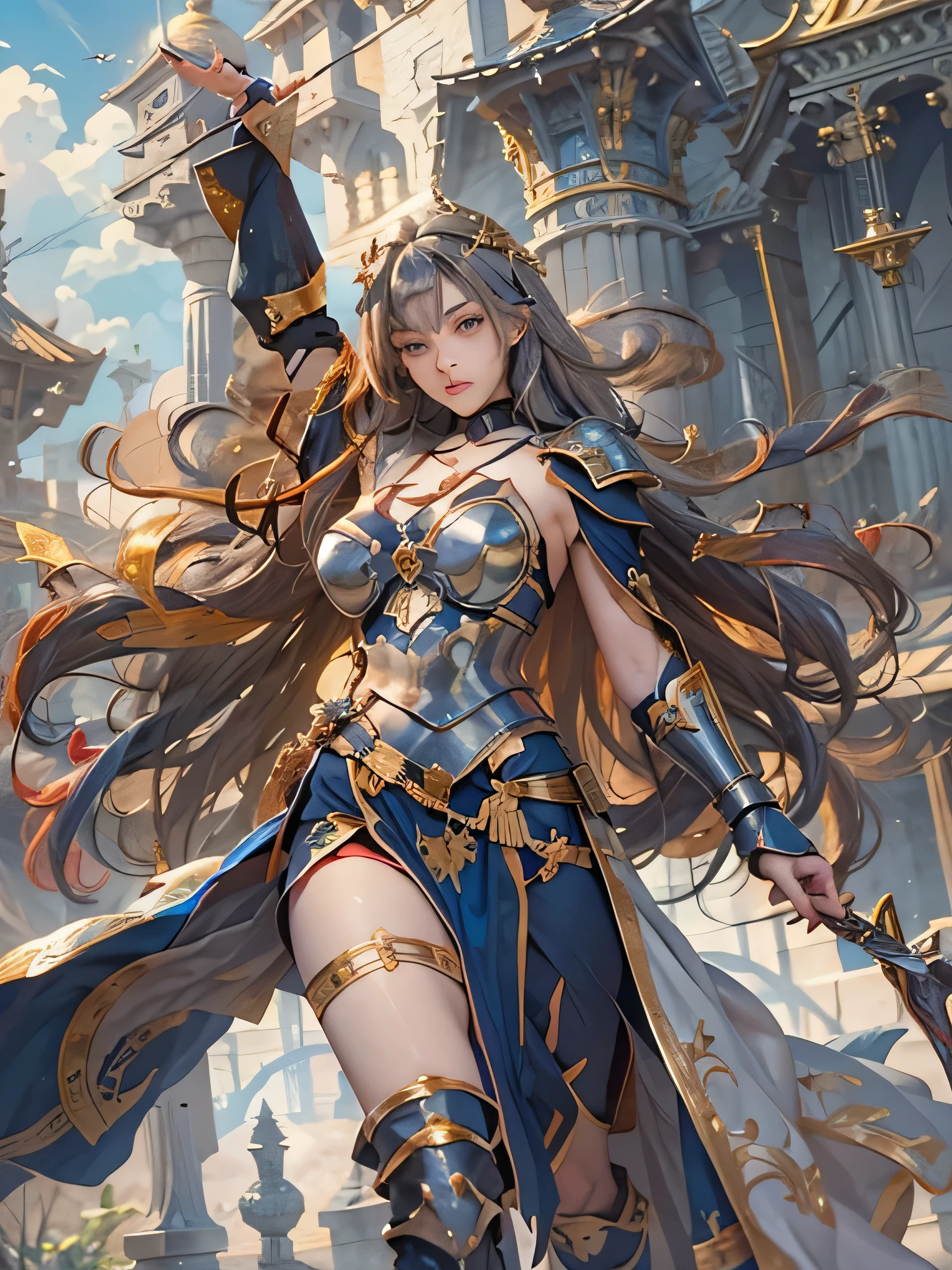 (photorealistic:1.8, highest quality:1.8,8K masterpiece:1.8,High resolution,muste piece:1.8,RAW Photos,cinematic lighting、8mm fisheye lens),No split screen,medieval fantasy、Old castle、Remains、(Fight enemies with a sword in hand）、(Pretty girl warrior:1.5)、(Completely naked、combat hair ornament、Sheer cloak、armored suit、bondage、choker、Knee-high boots、beautiful butt,beautiful thighs,Plump nipples,nipples are visible,cameltoe,slender abs:1.2),beautiful and detailed eyes:1.7,beautiful skin:1.8、(Soryu Asuka Langley)(character focus)、Top view、
rich expression、Gets angry violently、laugh at、surprised、
(midium Hair:1.2, Beautiful, shining red, blue, white, black, silver and gold hair:1.5)、shining blue eyes、thin line