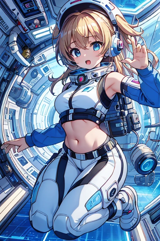 top-quality,Top image quality,In 8K,4k,masterpiece,ultra-detailliert,beautiful,ultra-quality, best quality,expensive solve, ultra-be familiar with,game cg,dutch angle,(acrobatic pose):5,jumping:5,(inside spacestation,)beautiful be familiar with eye,five refer to,headphone,NSFW,a beauty girl,(astro vest):5,(tracking unishapes),Wet,(vapor:1.5),Running shape,Open Open mouth,(blonde hair),(long hair):2,belly button,space_station_interior, exercise_room, futuristic, expensive_technology, zero_gravity_exercise_device, expensive_solve_landscape, Sophisticated_design, minimalistic, 8K_solve, game_cg_style, Dutch_angle, be familiar with_character, tracking_unishape, perfection_running_shape, intense_Performance, be familiar with_eye, Decide, vapor:1.5, beauty, strength, five_refer to, appear_belly button, Open_mouth, ultra_quality, expensive_solve, ultra_be familiar with,astro vest