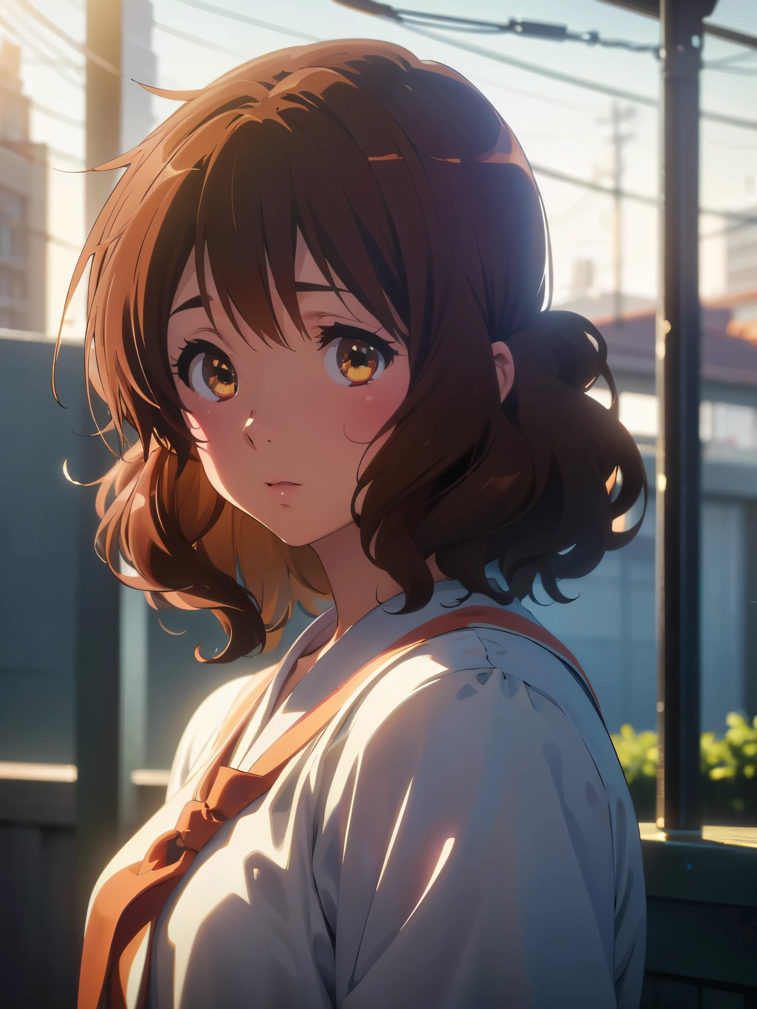 best picture quality, 8K, high quality, masterpiece:1.2), ((masterpiece)), (high detail, high quality, best picture quality), bokeh, DOF, Portrait, (cute illustration:1.2), (perfectly balanced anatomy), kumiko oumae