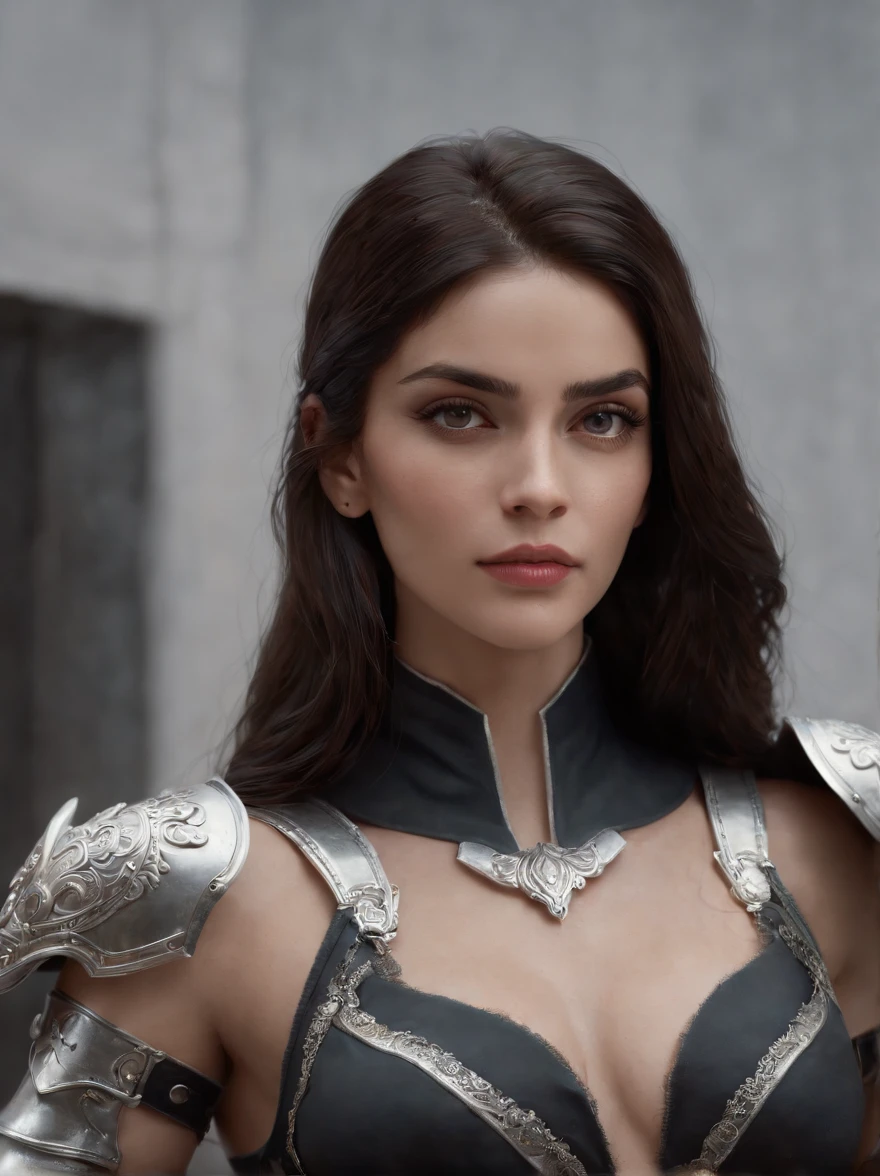 (professional 3d rendering:1.3) de (realista:1.3) The most beautiful art photo in the world Includes a heroine and warrior, ((epic hero, Frau fantasia, beautiful appearance, Lindos pretos olhos muito detalhados, Rosto muito detalhado e bem marcado de adulta, long voluminous and wavy wild black hair and sensual expression in dynamic pose, ela é uma guerreira with very realistic silver and black armor, Fantastic location, majestoso, Ambiente confuso)), Full-body rendering of 8k units, action photo, very dark lighting, sombreamento pesado (Sombreamento pesado) (Sombreamento pesado) (Sombreamento pesado), Detalhado, Detalhado rosto como Emeraude Toubia, (Lebhdet, realista fotogrdeieren, realista, dramatic, escuro, sharp focus, 8k), (complicado:1.4), (altamente detalhado:1.4), pintura digital, Rendering de Octane, art stations, arte conceitual, suave, sharp focus, illustration, Kunstkeim, (lazy:0.23), wlop ilya kuvshinov, e Greg Rutkowski e Alphonse Muito obrigado, (Global illumination, studio light, voluptuous light), (Fundo escuro e antigo da cidade:1.3),Sociedade CGS,art stations