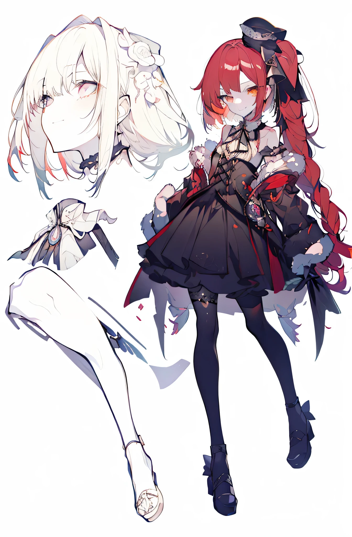 full body esbian,frontage,side,behind,sett,ta prostitute,so gorgeouaximalism,extreme details,Rococo style,super long hair,intricate accessories,Complex hairstyles,gem,((red hair)),evil smile,