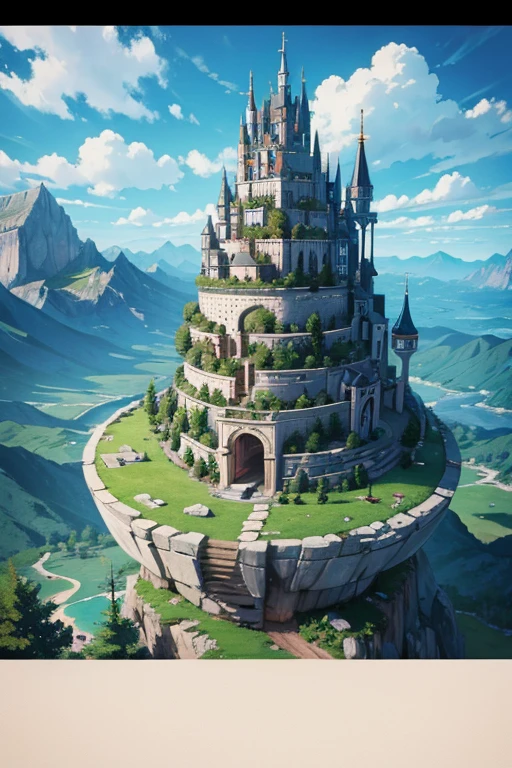 fantasy world, aldea, Surrounded by mountains, estilo pixel art