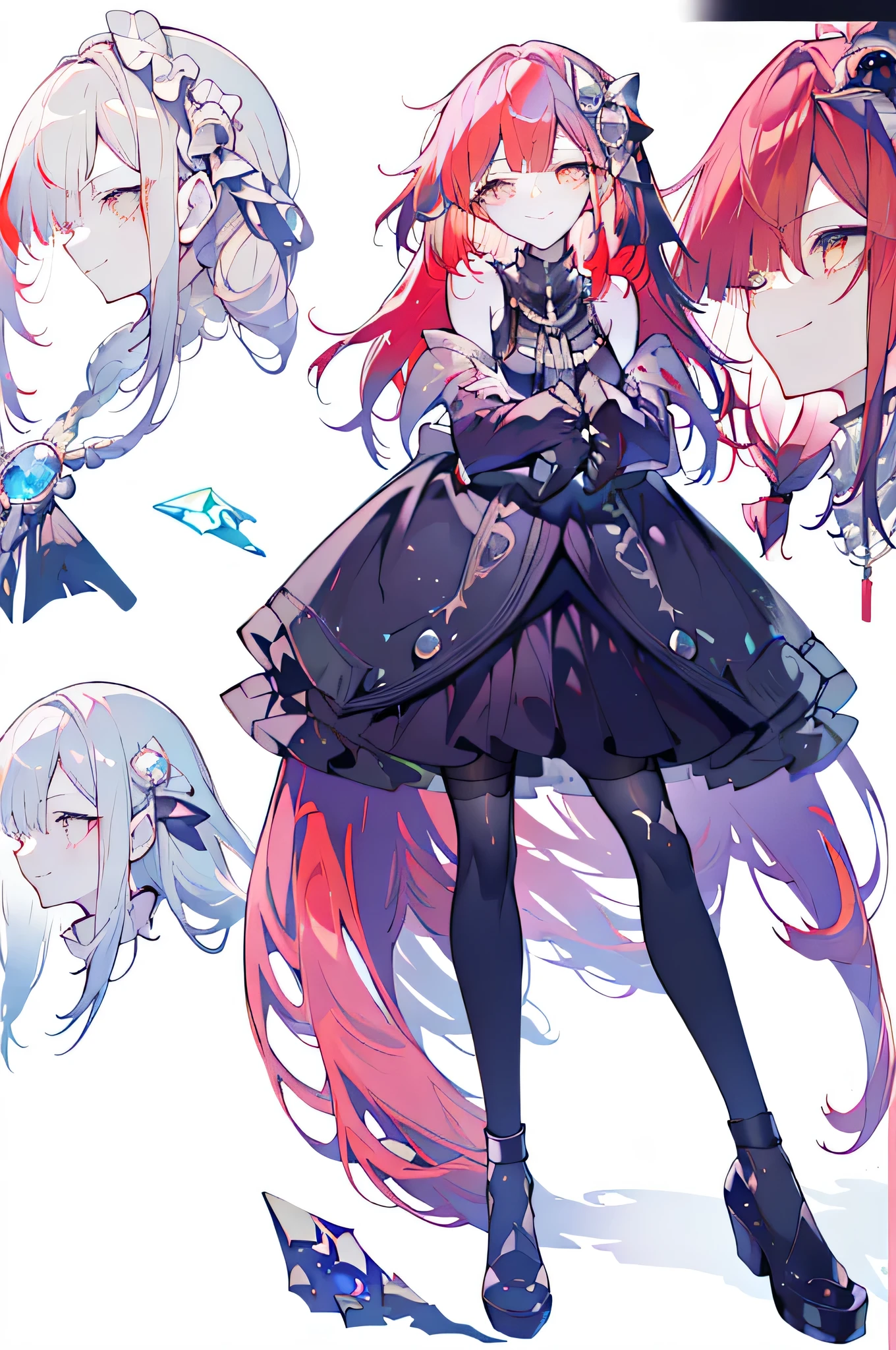Full body Esbian,changeta prostitute,very gorgeous aximalism,extreme details,Rococo style,super long hair,intricate accessories,intricate hairstyles,gem,((red hair)),change, girl,((Shoulders and arms are exposed)),evil smile,