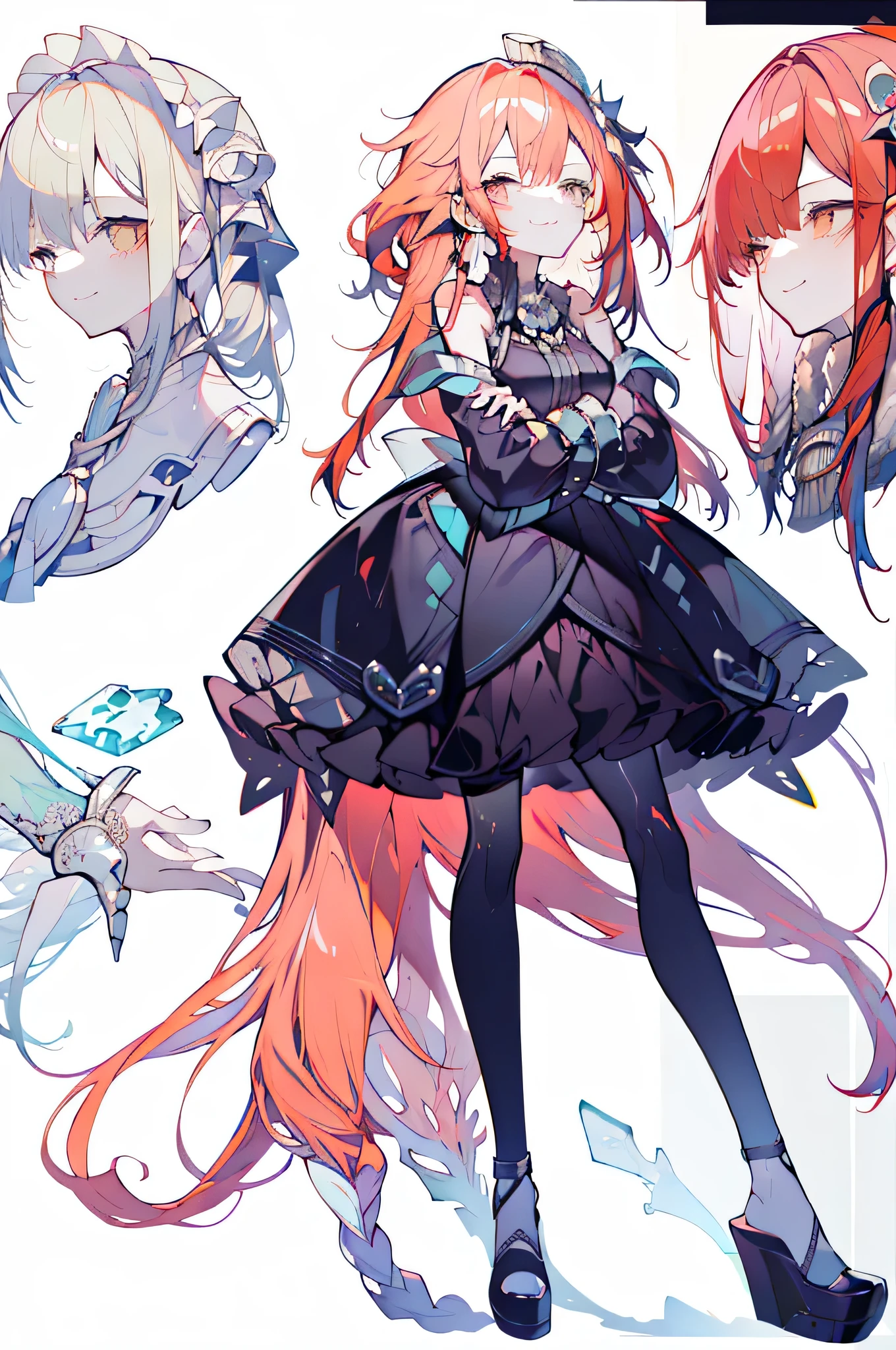 Full body Esbian，changeta prostitute，very gorgeous aximalism，extreme details，Rococo style，super long hair，intricate accessories，intricate hairstyles，gem,((red hair)),change, girl,((Shoulders and arms are exposed)),evil smile,