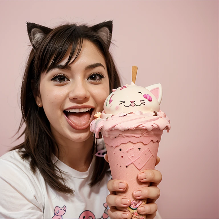 Generate a cartoon in a Kitty Yummy ice cream parlor
