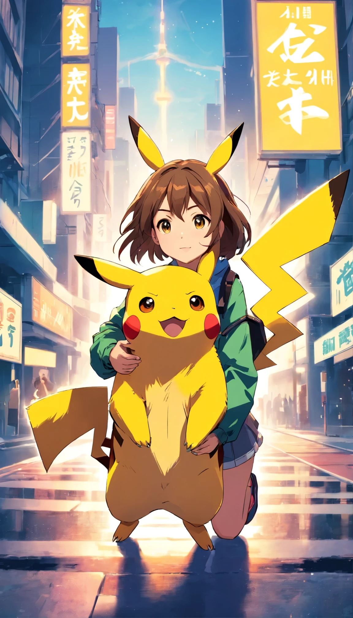 Pikachu,girl,simple background