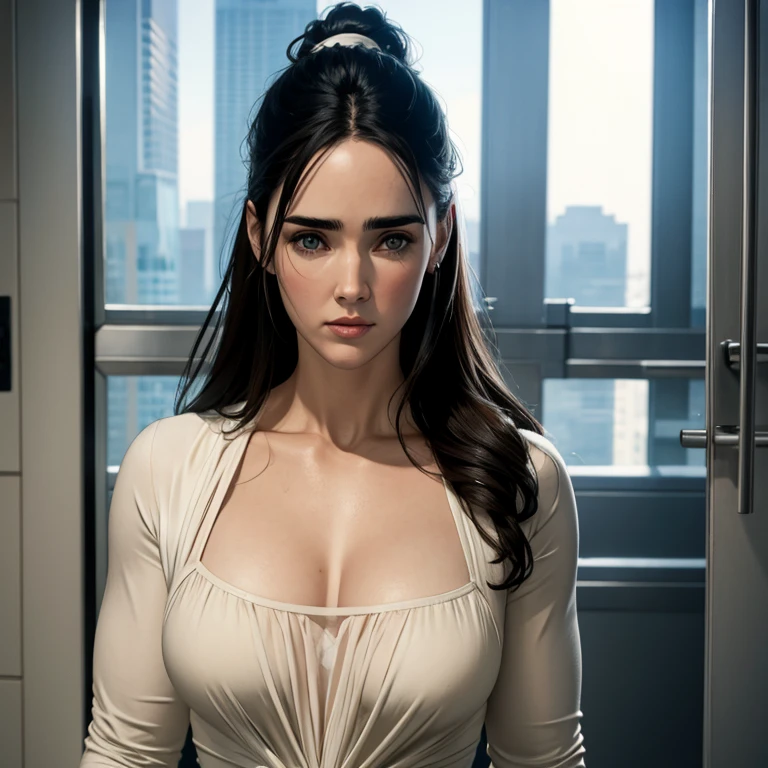 Masterpiece, best quality, detailed face, Narcissa Malfoy, cleavage, sexy long flowing black robes, perfect hands, make-up, in her 20's, youthful, sexy, standing, r3rc1