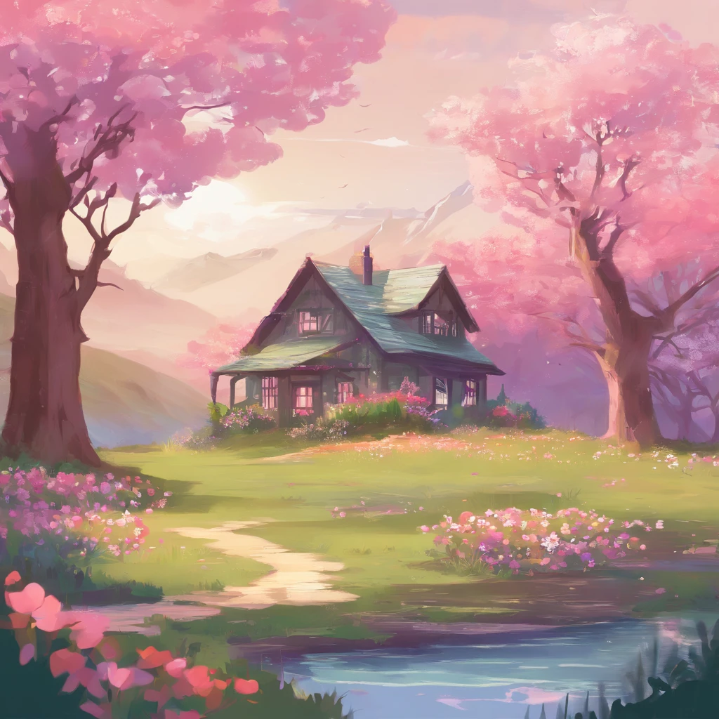 spring cottagecore landscape --ar 1:1 --stylize 1000