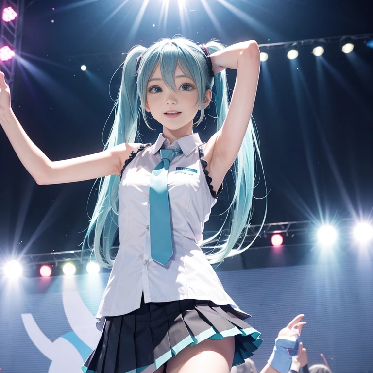 Hatsune Miku、No sleeve、pleated skirt、live、stage
