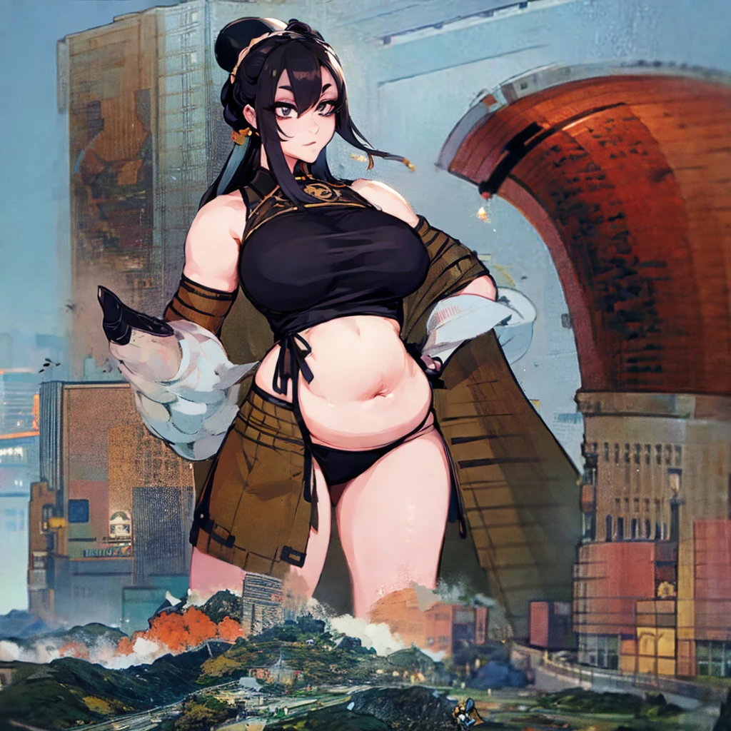 ((highly detailed)), Genshin Impact, ((Hu Tao)), Perfect human hand,relaxed poses, ((fit female)) , Super perfect body curve, masterpiece, 4K, detailed, Perfect face, (20 years old) Enthusiastic body language, Fit the figure, gorgeous Perfect face, Happy expression, open mouth, realistic style and super detailed renderings, Surrealism, Surrealism油画, Contour shading - ((Full body portrait)), , Hands on thighs,Super huge breasts