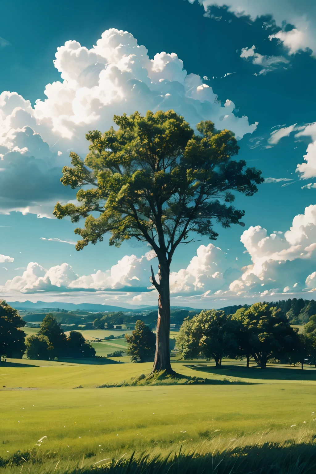 1 tree、null、cloud、grassland