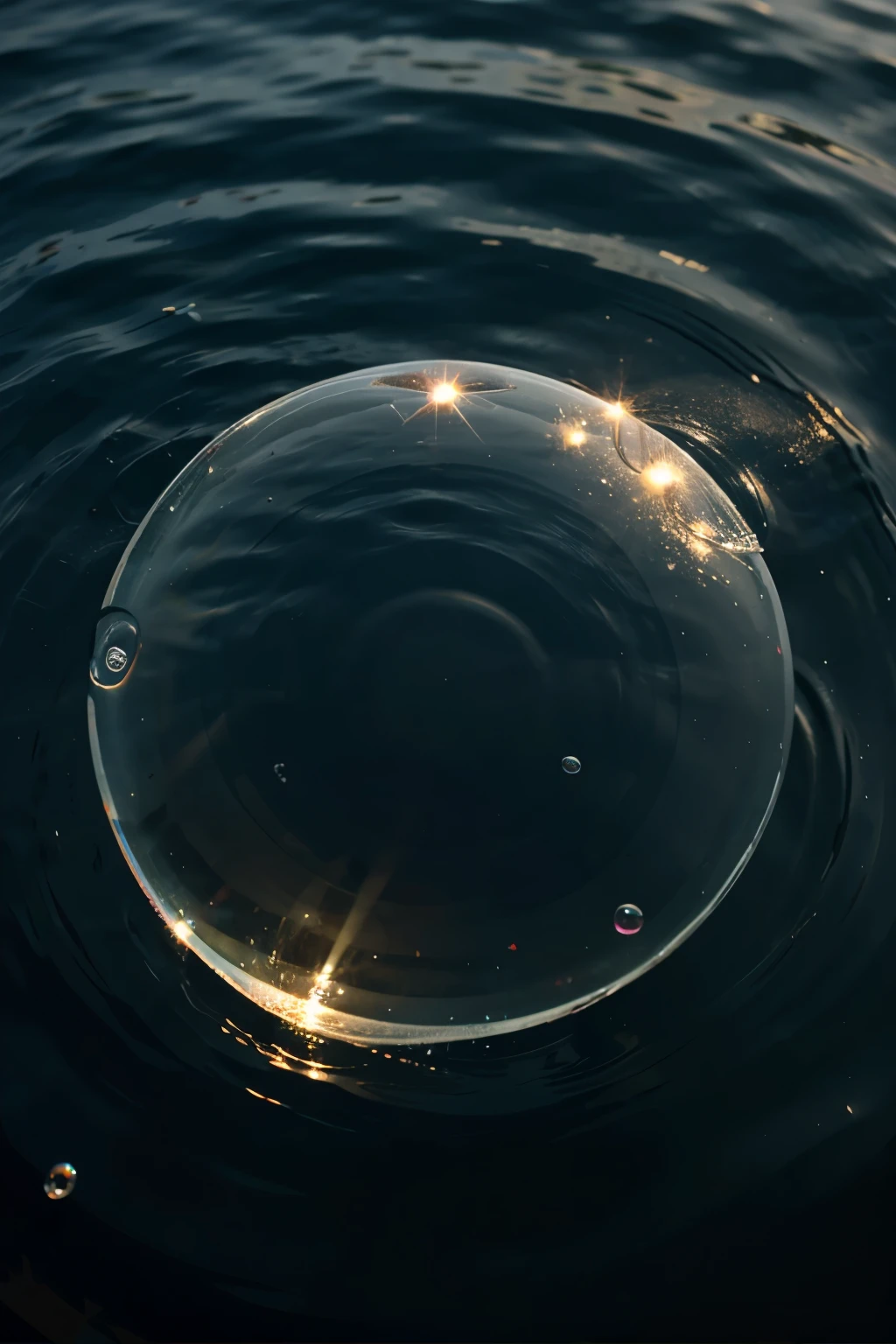 Soap bubbles on water，semicircle