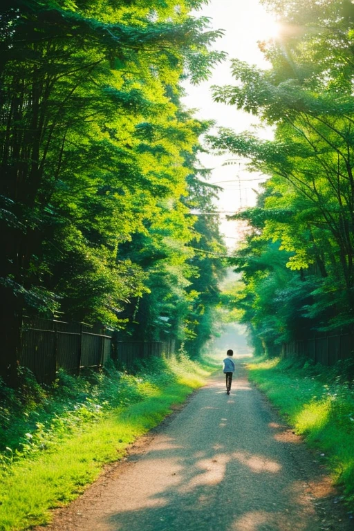 sunset、Ghibli、On the way home、summer、refreshing、Fresh greenery、forest