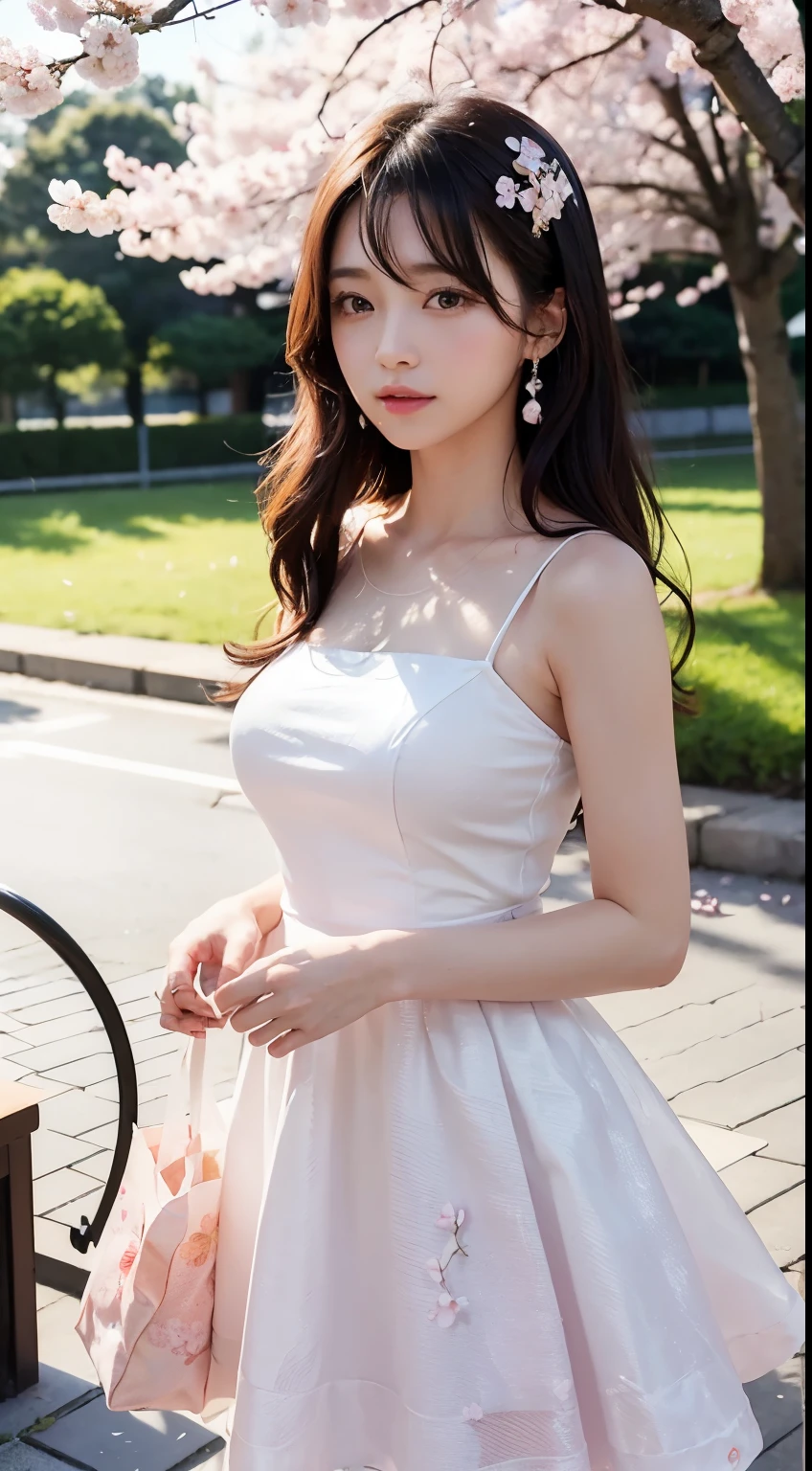 (Best quality, 8k, 32k, Masterpiece, UHD:1.2),Photo of Pretty Japanese woman,(smile,blush:1.1),looking at viewer,(beautiful detailed dress skirt:1.2),detailed legs,(spread legs:0.9),(lace panties:0.9),(wind lift:1.6), full body,windy,city,outdoors