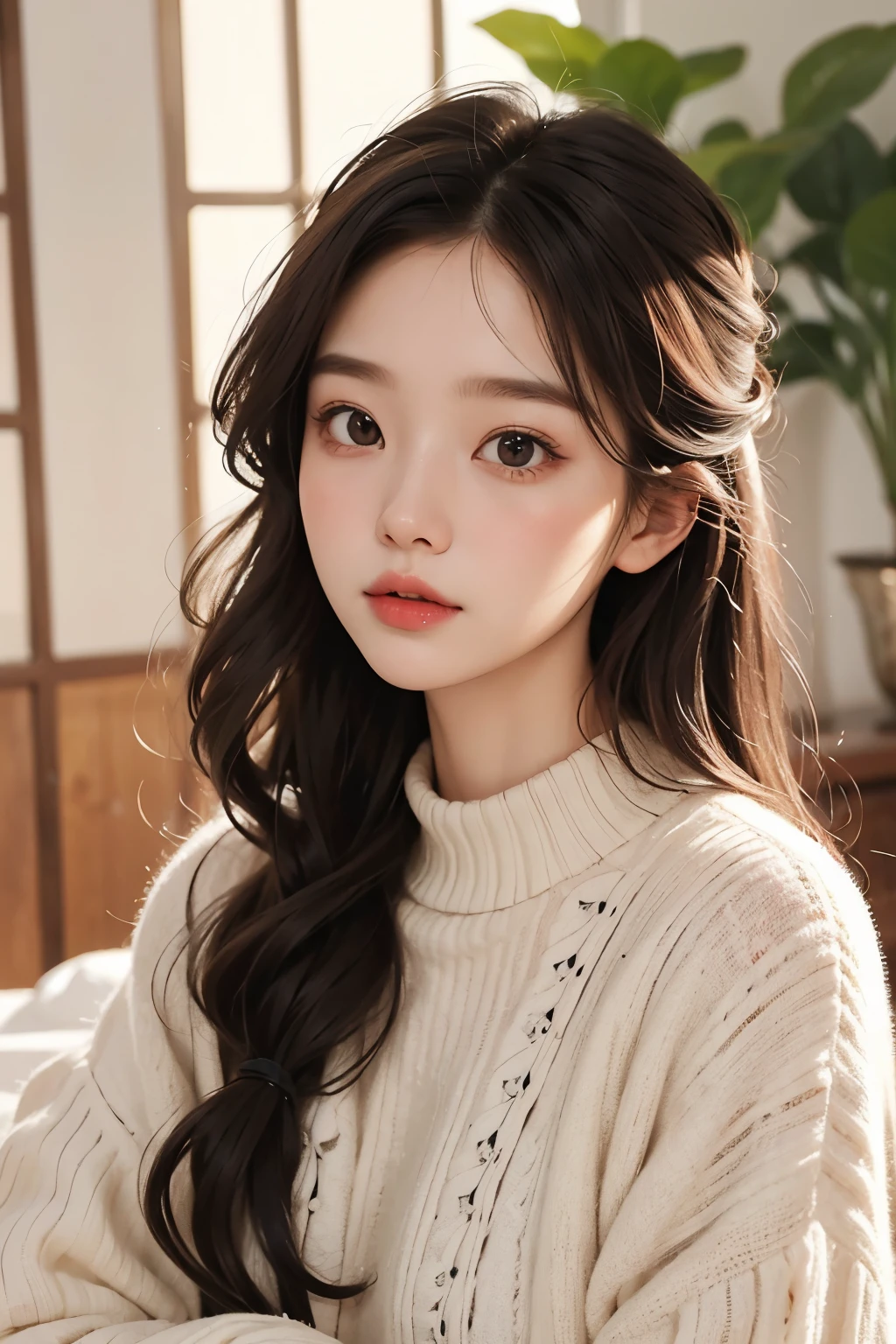 masterpiece, best quality, 8 thousand, 24 years old, photo beast, absurd, award-winning portraits, pure, korean beauty, spring, A colorful and stylish room, laces, cute, right, healthy, Beloved, perfect hands, Innocent Girl, fluttering hair, Random Actions, 무작위 clothes, (clothes:random multi color), Popular hairstyles in Korea,