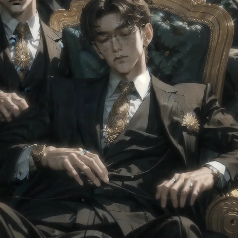 (masterpiece, best quality:1.2), a rich men is relaxing on the chair, closing eyes, CEO, Boss, luxurious, relaxed, comfortabled, cozy, unbothered, carefree, cinematic light, cinematic scenery, light effects, luxurious room, expanding landscape, wallpaper