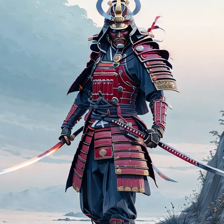 (masterpiece, best quality:1.2), japanese armor, solo,　Japanese sword,　samurai