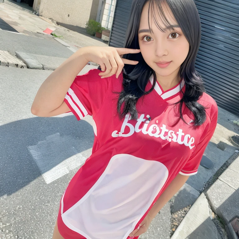 1lady solo, /(volleyball uniform/), /(dark brown hair/) bangs, blush light smile, (masterpiece best quality:1.2) delicate illustration ultra-detailed, large breasts BREAK /(volleyball court indoors/)
