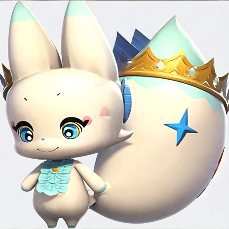 (masterpiece, best quality:1.2,simple background,white background),solo,tama \(final fantasy\),blue ribbon,creature,no humans,colorful eyes,closed mouth,animal,looking at viewer,smile,big tail, napkin,animal ears