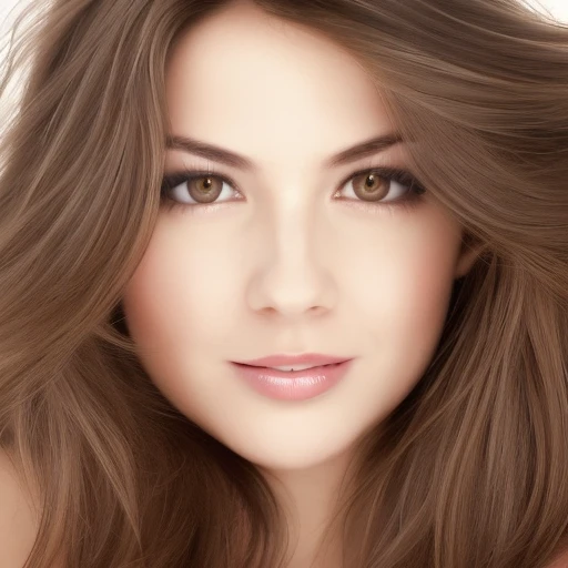 Generate a portrait of a single, attractive brunet woman with long hair, directly facing the camera, capturing her in the natural essence of portrait photography. The image should embody the quality of studio lighting, akin to a photograph produced by a Hasselblad 500 C/M camera. Maintain an aspect ratio of 73:128 and a stylize setting of 750. Aim for high-resolution, clear images that highlight the woman's facial features and hair details without distortion throughout all epochs.