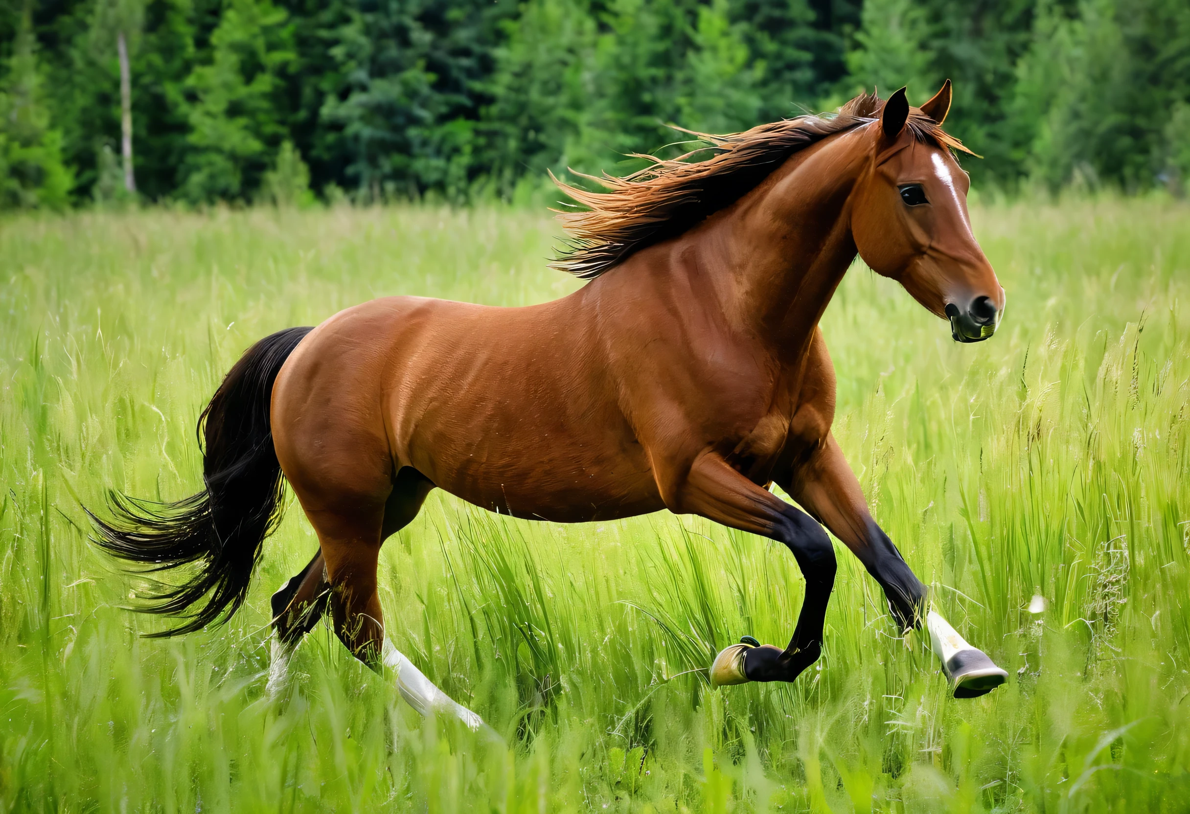 there is a brown horse running in a field of tall grass, dash, horse is running, beautiful horse, horse photo, horse, horse photography, majestic horses, myself, Beautiful and elegant, horse, beautiful serene horse, riding on a prancing horse, Desktop Backgrounds, In full stride, dash through the forest, horse is up on its hind legs