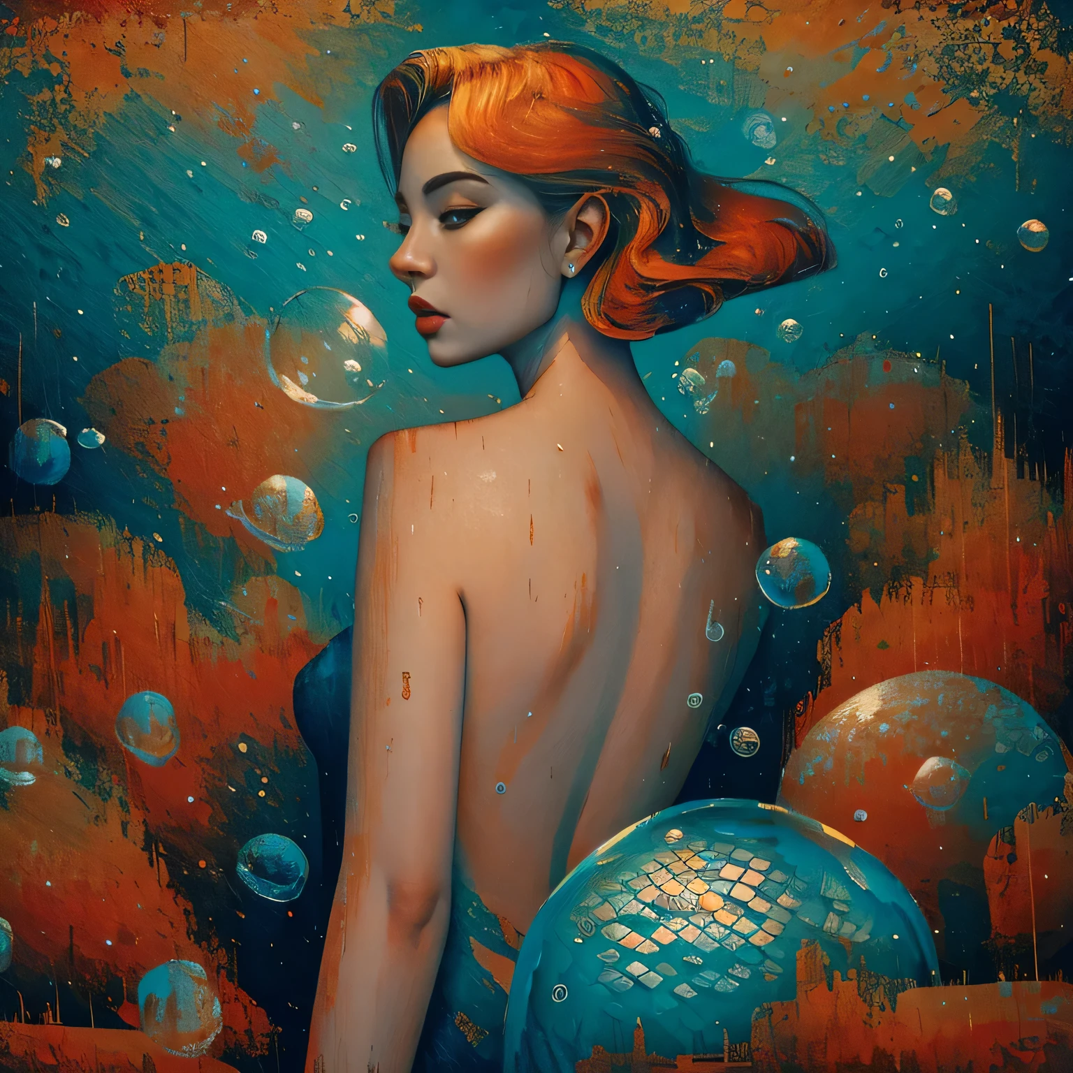 best quality,4k,8k,highres,masterpiece:1.2,ultra-detailed,photorealistic,advertising poster,mermaid,storm,monochromatic,harrowing,contrasting colors,dynamic lighting,water reflections,striking composition,dramatic atmosphere,mysterious concept, (impasto paintings:1.2),cowboy shot ,realistic, best quality, masterpiece, realistic ,hyperdetailed, intricately detailed, mermaid, (inside a bubble:1.6), 1girl, beautiful, sexy, mature woman, underwater, playing with fish, coral, seaweed, reef background, fantasy, ripples, breasts, warm colors, blonde hair, shells, orange hair, bubblerealm, water, (nsfw:0.3),