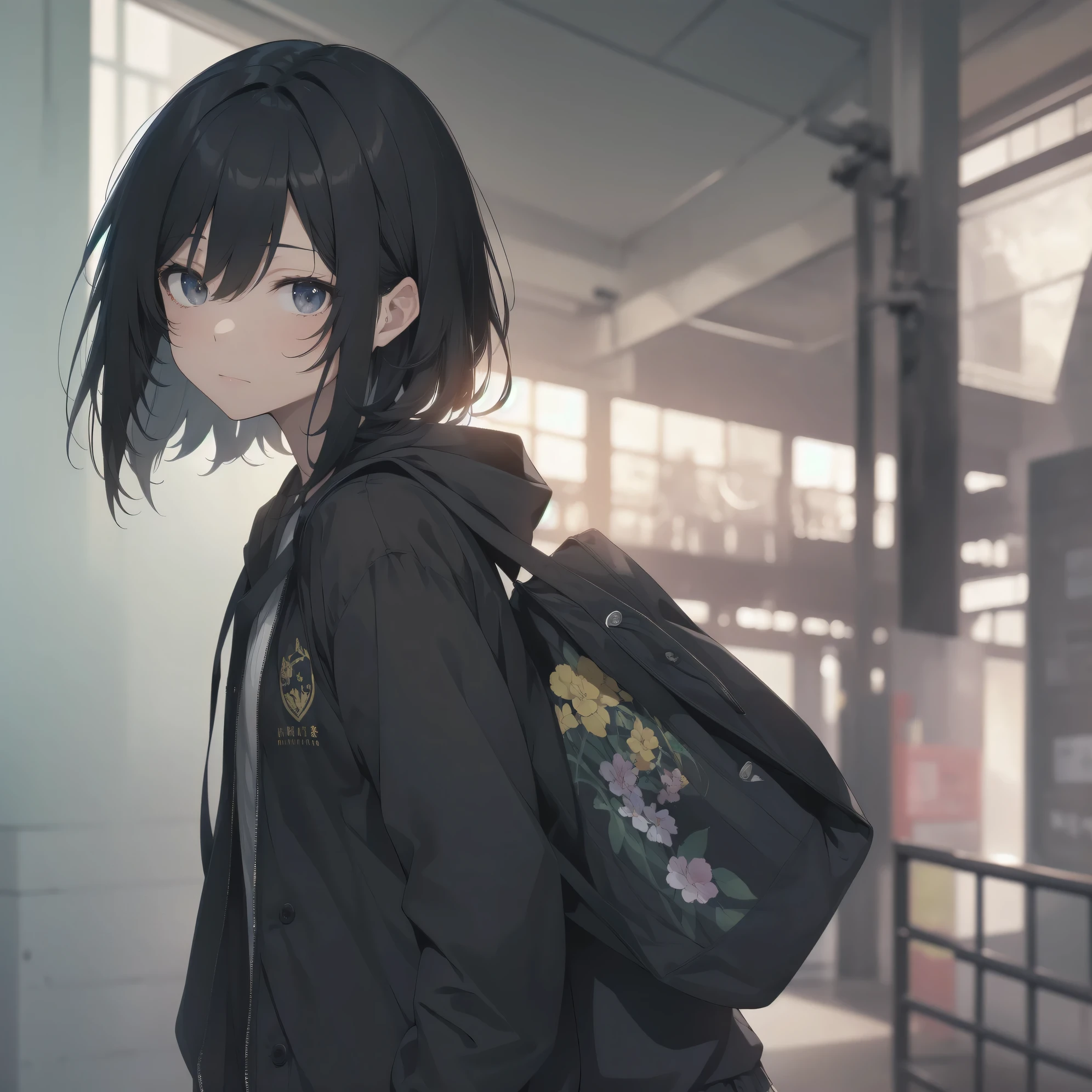 ultra-absurdres-Top quality by artist God, ultra-detailed, high resolution, anime moe artstyle, best anime 8k konachan wallpaper, pixiv contest winner, perfect anatomy,break, 1girl, (Please draw a girl walking sleepily to school alone. )break,(Solo,little female, 13-year-old:1.3),Full limbs, complete fingers,a junior high school student, (very short hair), short cut, flat chest, , small butt, small black eyes, beautiful detailed eyes, well-proportioned iris and pupils, expressive eyes, highres detailed hair, soft expression, school_uniform, official_alternate_costume, pleated skirt,(Detailed Lighting), (Detailed background), in the School commute route. break,super detailed skin, Best cinematic lighting powered by famous artist, 8k,beauty illustration,photoshop_(medium),very aesthetic,break,((artist:yaegashi_nan )), artist:akinashi yuu ,artist:oyari ashito ,artist:kantoku ,