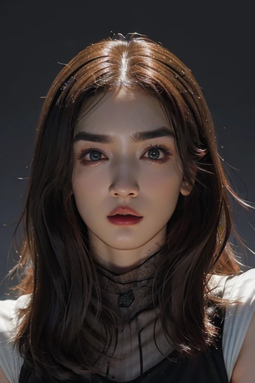 Roughcraft's Worldから来た女性のエイリアン, Super detailed artistic photography, midnight aura, night sky, Detailed gorgeous face, dream-like, shine, with backlight, Glamour, sparkling, (very detailed face and eyes:1.2), (High resolutionの光る赤い目:1.4), perfect anatomy, (Beautiful toned body:1.5), (Moisturized skin:1.2), no makeup, (Bear:1.1),(thick eyebrows:1.2), long canines. Smooth, extRa High resolution, 8K, unreal engine 5, super sharp focus, Art by Alberto Seveso, art germ, Barbaric, SF, Complex芸術作品の傑作, evil, Matte Movie Poster with Image, golden ratio, Trending on CGsociety, Complex, wonderful, Trending with ArtStation, author: art germ, H. R. Giger and Beksinski, very detailed, Roughcraft's World, cthulhu, vibration, drawing cinematic characters, Ultra high quality model, cinematic quality, Detail up, (Complex details:1.2), High resolution, High resolution, draw faithfully, (thick eyebrows:1.2), (big scarlet eyes:1.3)