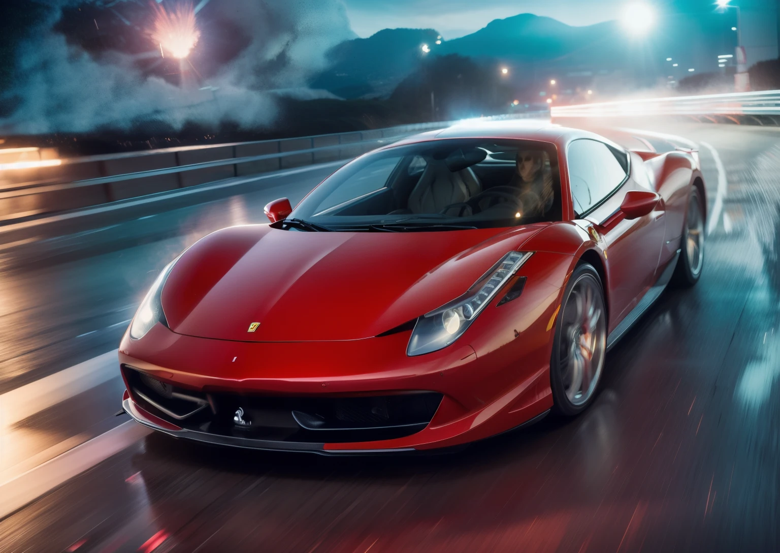 concept: ferrari 458 italia color red quality:(highest quality, 4k, High resolution, masterpiece:1.2), Super detailed, (real, photorealistic:1.37), High quality artwork, illumination:Bright colors, Bokeh, Dynamic configuration, a powerful sense of movement, Lens flare, The overall dramatic atmosphere of the scene, Other details:, 32k, 500 dpi, Sony A7 IV, Studio lighting, Realistic Environmental Lighting, Immersive realism, Cinematic, Centered, Shallow depth of field, Dramatic Lighting, Beautiful, Ultra detailed, chromatic aberration, Screen space reflections, 1200pp, The perfect balance of chaos and precision, thrill of racing, Dynamic configuration, a powerful sense of movement, Bokeh flavor in the background, 500㎜, f/4.0, photo shoot.