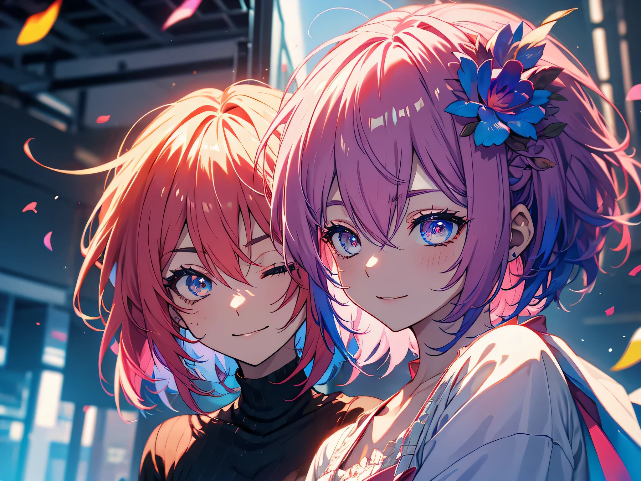 graffiti face, colorful eyes, open your mouth, yandere expression, smile, look at the audience, can'I can'I can't see my hands, pastel colour, thought, ask for help、(red hair)、short hair、bob hair、clear eyes、No expression、angry face、Song、((Close ~ eyes))、A big smile、Pretend to sleep、Are sleeping
