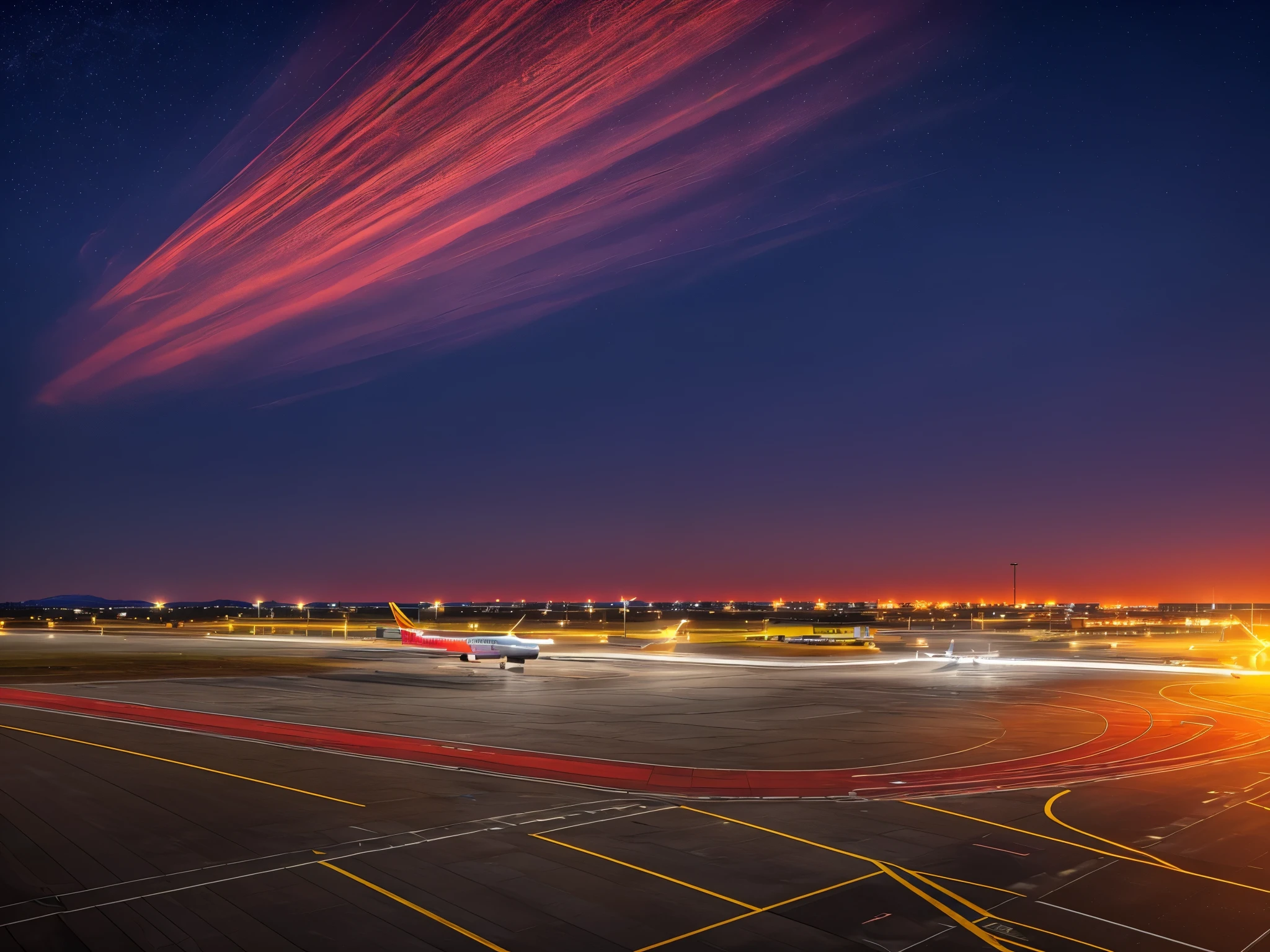 The prompt for generating a Stable Diffusion image of the theme "A transport plane on a large airport runway, conning tower in the background, the night with red and yellow lights illuminating the place, illuminated runway, very detailed plane, HDR" is as follows:

"(best quality,4k,8k,highres,masterpiece:1.2),ultra-detailed,(realistic,photorealistic,photo-realistic:1.37),transport airplane,large airport runway,illuminated runway,conning tower in the background,HDR,vivid colors,night scene,red and yellow lights,illuminating lights"