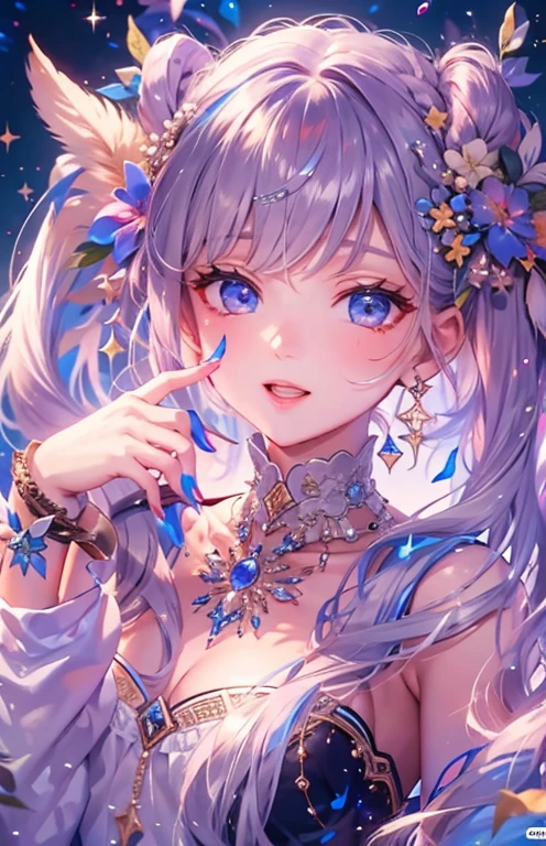 ((highest quality)), ((masterpiece)), (get used to it), perfect face , beautiful girl , Aries , beautiful starry sky , There are many stars in the background ,