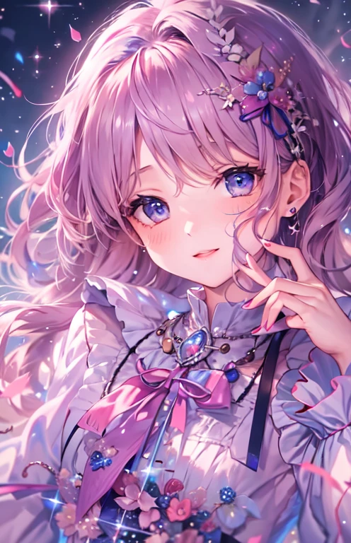 ((highest quality)), ((masterpiece)), (get used to it), perfect face , beautiful girl , Gemini , beautiful starry sky , There are many stars in the background ,