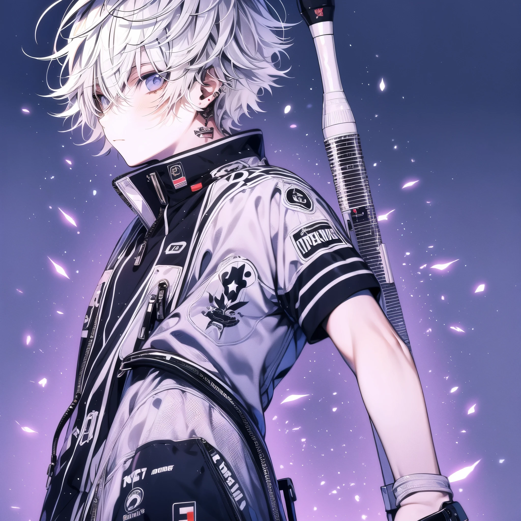 (anime boy masculino),( uniforme de futebol!!) , white hair