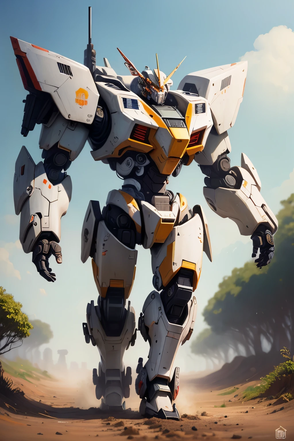 ((Melhor qualidade)), ((obra de arte)), (detalhado), realistic gray mecha japanese guns hovering armored core