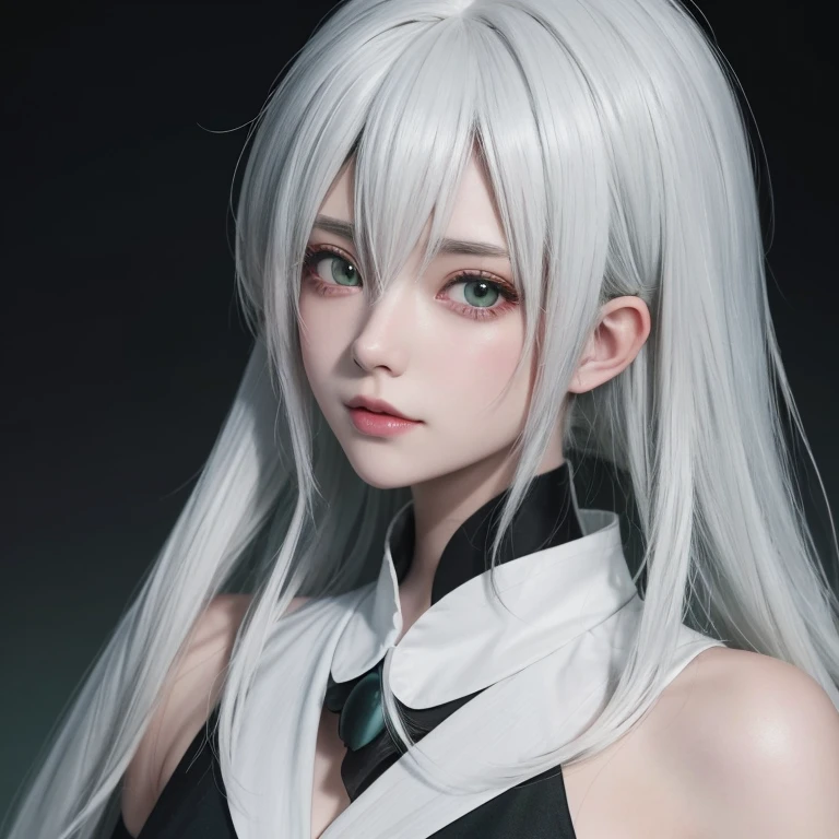 Anime girl with white hair and green eyes, detailed digital anime art, anime style 4k, white haired god, Anime Art Wallpaper 4K, anime art wallpaper 4k, Best Anime 4K Kona-chan Wallpaper, anime art wallpaper 8k, detailed anime artwork, detailed anime art, Detailed anime original drawing, anime wallpaper 4k, anime wallpaper 4k、dark skin、
