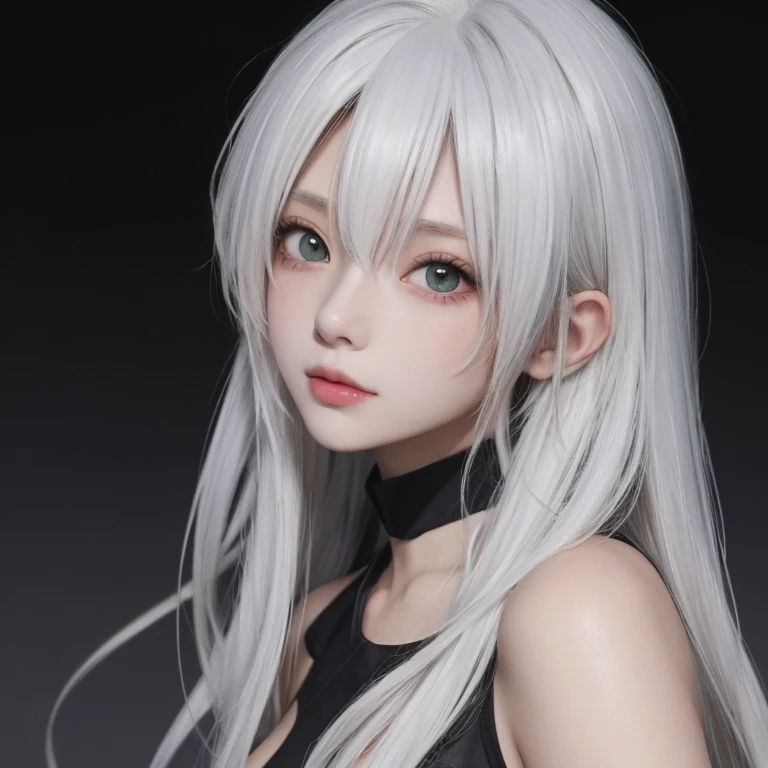 Anime girl with white hair and green eyes, detailed digital anime art, anime style 4k, white haired god, Anime Art Wallpaper 4K, anime art wallpaper 4k, Best Anime 4K Kona-chan Wallpaper, anime art wallpaper 8k, detailed anime artwork, detailed anime art, Detailed anime original drawing, anime wallpaper 4k, anime wallpaper 4k、dark skin、
