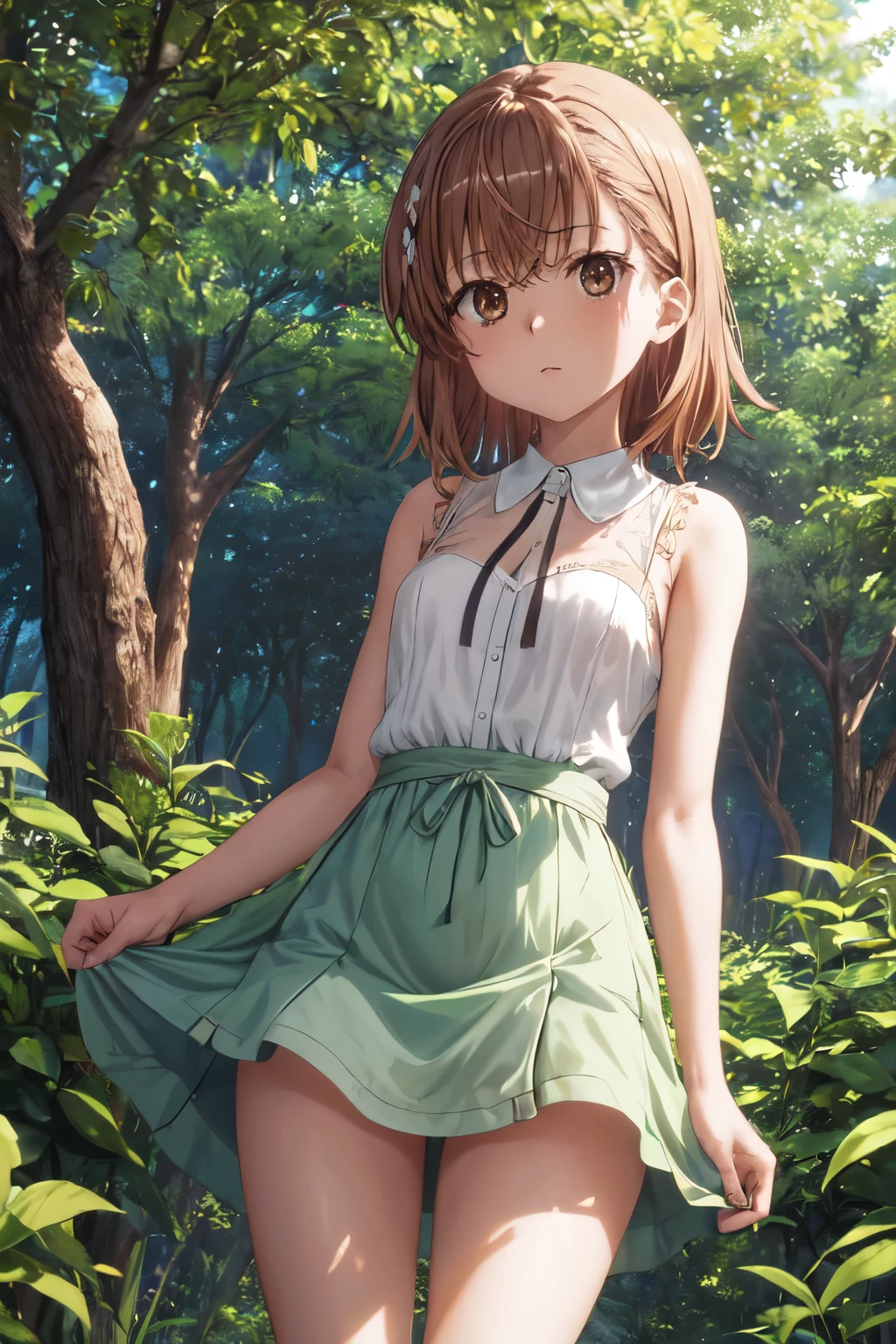 Una chica de anime en un campo de hierba,sentada en la hierba, 1girl, sola,piernas abiertas,Exposed , completamente desnuda, sin censura,piernas abiertas,obra maestra,mejor calidad,censurado, brown hair, Misaka Mikoto, brown eyes, senos, small breasts, completamente , , sonrojarse, Cerco, Censura de mosaicos, pelo corto, piernas abiertas, valla de alambre, tag