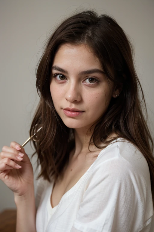 brown hair spoon,ojos grandes,Shy , joven