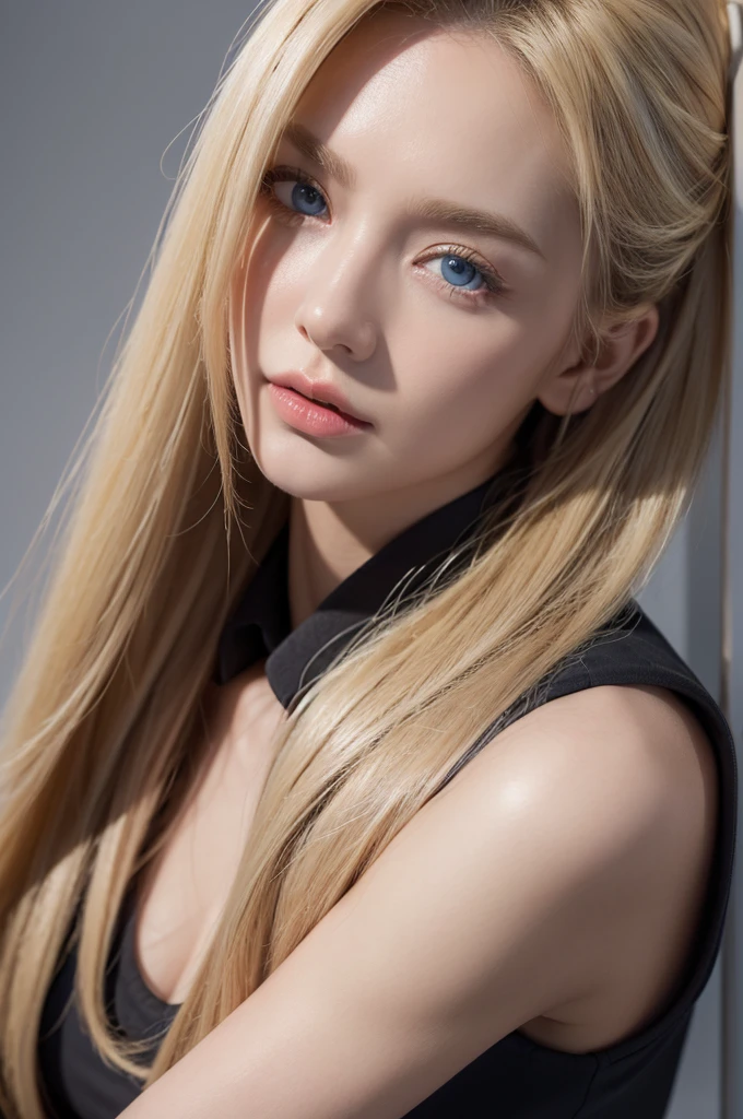 Elongated ears, big breasts, slender figure, slitted blue eyes, blonde hair, semi-long hair up, black shirt, grey suit, desk job at computer, serious expression, ceiling,
Ultra realistic, realistic capture, high detail, high resolution 16K human skin close-up Skin texture is natural, pores are detailed enough to be finely identified, Mix4, 20d, SOLO, full body, Look at viewer, (8K, RAW shot, highest quality 1), (Real Photo 2), (Real Photo realism: 1.37), professional lighting, photon mapping, radiosity, physics-based rendering.